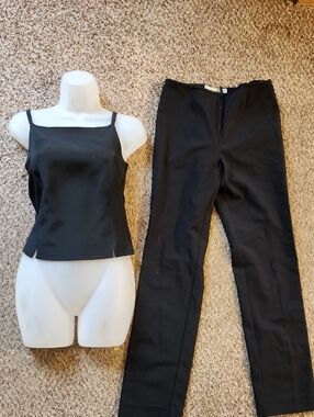 Carlisle Black Slim Pants & Spaghetti Strap Camisole Set